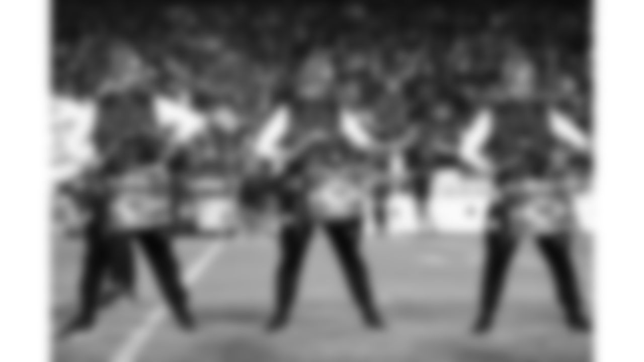 Chiefs Rumble performs on the field prior to a week 14 NFL Football game against the Houston Texans on Sunday, December 7, 2025 in Kansas City, MO.