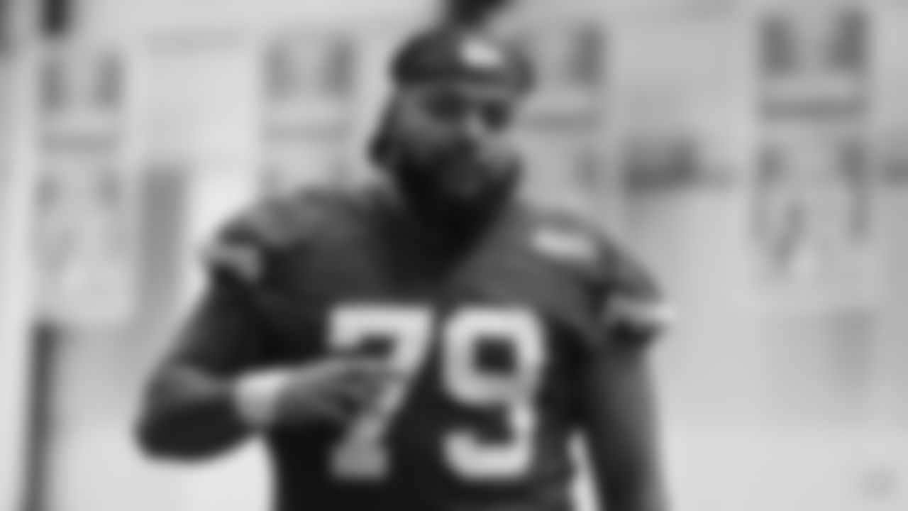 Kansas City Chiefs offensive lineman Esa Pole (79) during a week 18 practice on Friday, January 2, 2026 in Kansas City, MO.