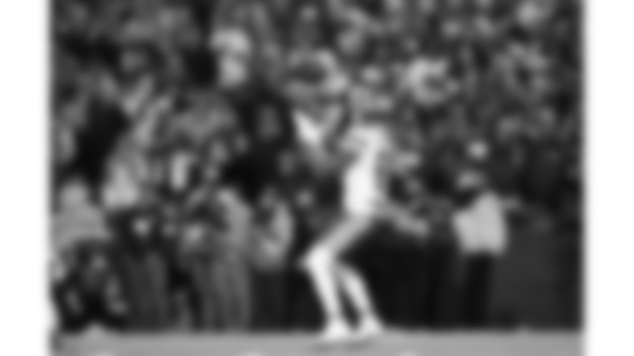 Kansas City Chiefs wide receiver Nikko Remigio (81) catches a kick during a week 9 NFL football game against the Buffalo Bills, Sunday, November 2, 2025 in Buffalo, NY