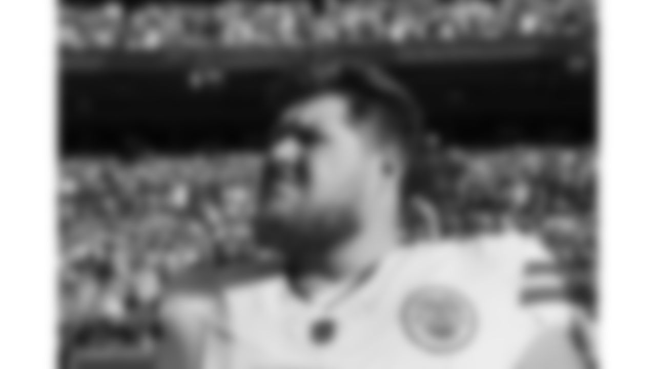 Kansas City Chiefs center Creed Humphrey (52) during the National Anthem prior to a week 11 NFL Football game against the Denver Broncos on Sunday, November 16, 2025 in Denver, Colorado.