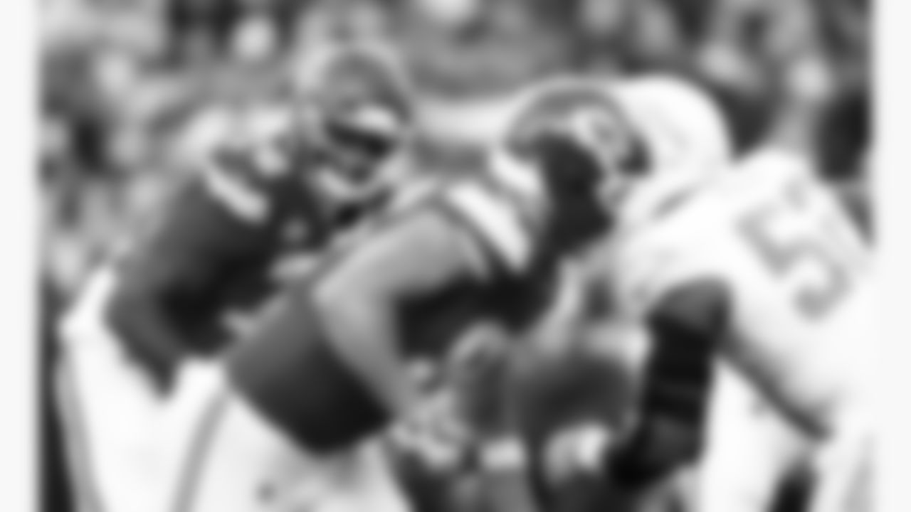 Kansas City Chiefs tackle Chukwuebuka Godrick (72) in action during a week 15 NFL football game against the Los Angeles Chargers, Sunday, December 14, 2025 in Kansas City, MO.