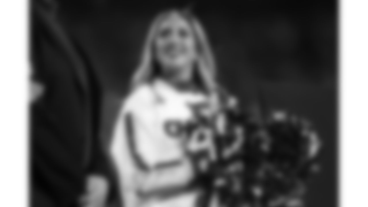 A Kansas City Chiefs Cheerleader at a halftime recognition during a week 14 NFL Football game against the Houston Texans on Sunday, December 7, 2025 in Kansas City, MO.