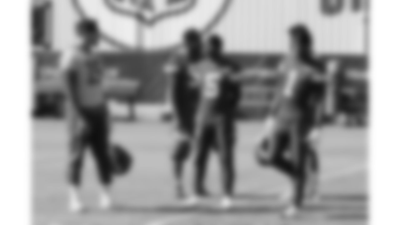 Kansas City Chiefs quarterback Patrick Mahomes (15), Kansas City Chiefs wide receiver Hollywood Brown (5), and Kansas City Chiefs wide receiver Xavier Worthy (1) during practice on Thursday October 16, 2025 in Kansas City, MO.