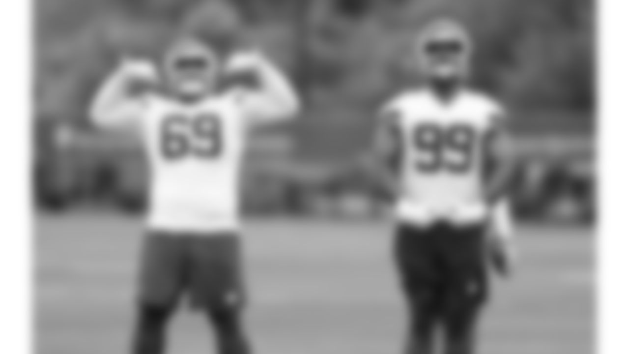Kansas City Chiefs nose tackle Mike Pennel (69) and defensive lineman Jerry Tillery (99) practice during phase 3 of OTAs on Thursday June 12, 2025 in Kansas City, MO.