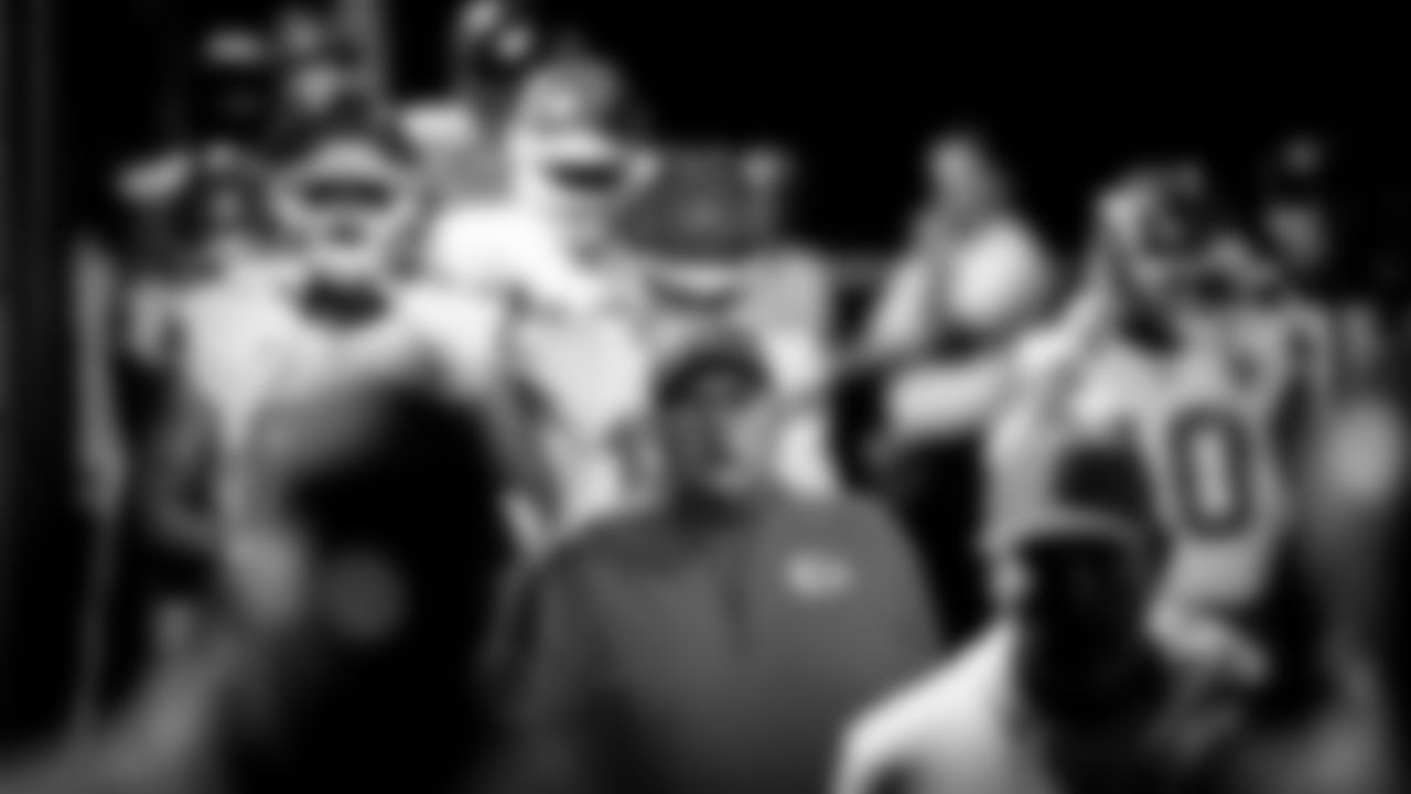 Kansas City Chiefs Head Coach Andy Reid leads the team down the tunnel prior to the week 3 NFL football game against the New York Giants, Sunday, September 21, 2025 in East Rutherford, NJ.