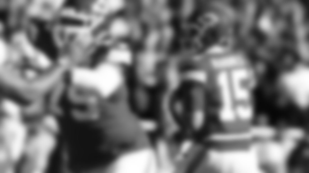 Kansas City Chiefs quarterback Patrick Mahomes (15) drops back to pass during an NFL week 15 matchup against the Los Angeles Chargers, Sunday December 14, 2025.