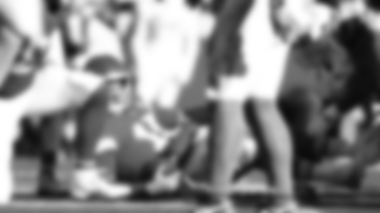 Kansas City Chiefs quarterback Patrick Mahomes (15) looks on after his touchdown scramble during an NFL week 15 matchup against the Los Angeles Chargers, Sunday December 14, 2025.