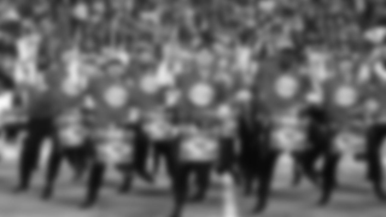 Rumble before a week 8 NFL football game against the Washington Commanders, Monday, October 27, 2025, in Kansas City, MO.