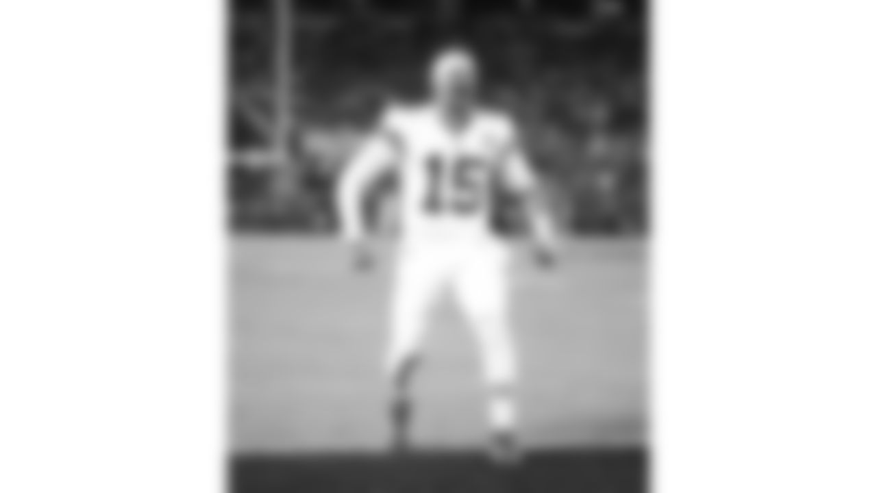Kansas City Chiefs quarterback Patrick Mahomes (15) prior to a week 5 NFL football game against the Jacksonville Jaguars, Monday, October 6, 2025, in Jacksonville, FL.