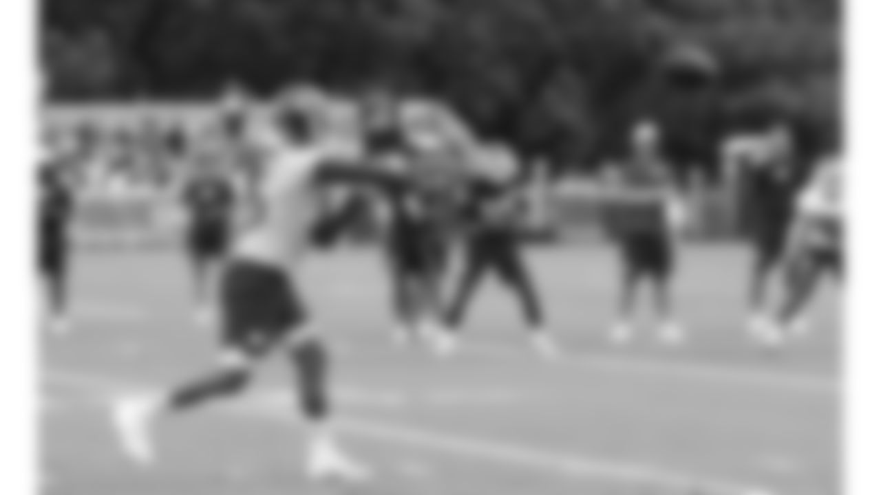 Kansas City Chiefs quarterback Patrick Mahomes (15) makes a pass during training camp on day 3 of practice Thursday, July 24, 2025.