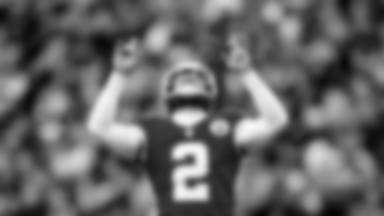 Kansas City Chiefs punter Dustin Colquitt (2) celebrates during a game against the Oakland Raiders at Arrowhead Stadium on December 30, 2018.