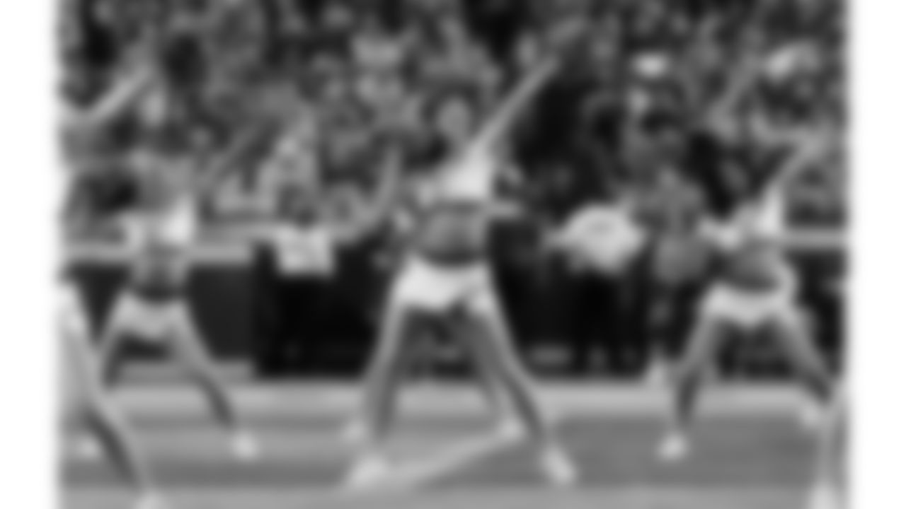 A Kansas City Chiefs Cheerleader during the week 6 NFL football game against the Detroit Lions, Sunday, October 12, 2025 in Kansas City, MO.