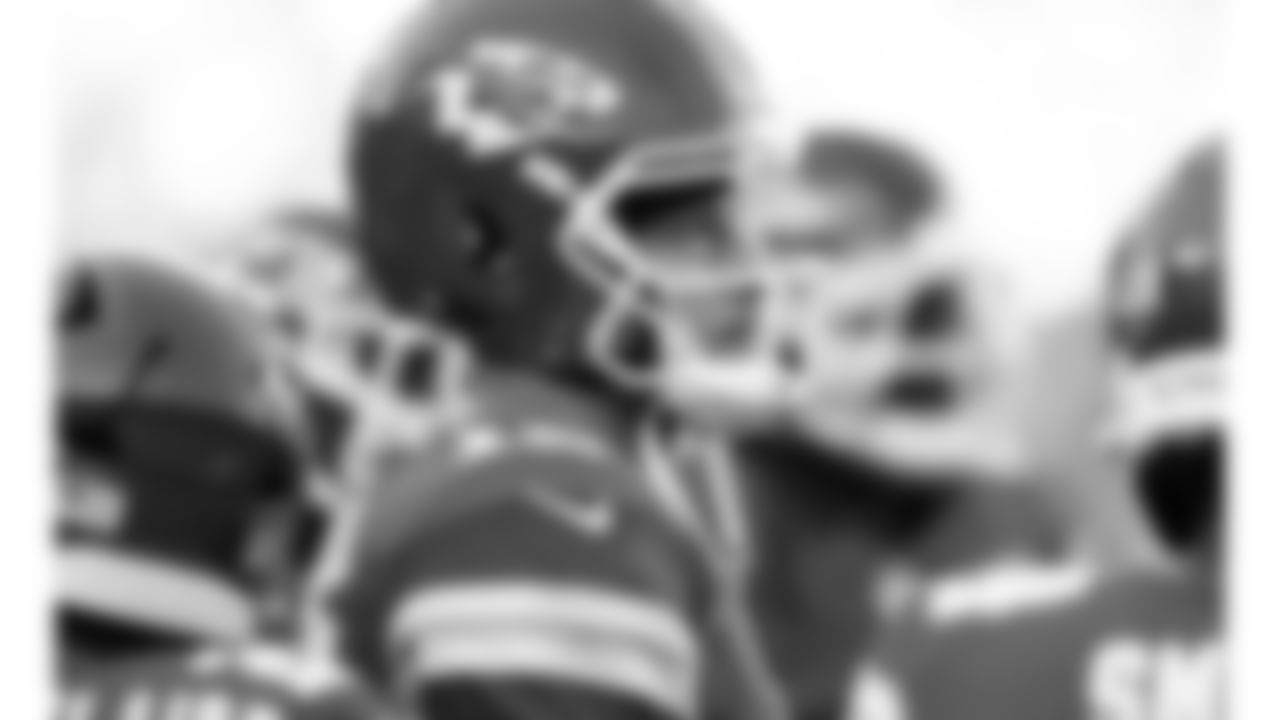 Kansas City Chiefs quarterback Patrick Mahomes (15) looks up during a week 12 NFL football game against the Indianapolis Colts, Sunday, November 23, 2025 in Kansas City, MO.