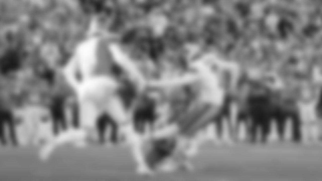 Kansas City Chiefs kicker Harrison Butker (7) kicks a field goal during a week 11 NFL Football game against the Denver Broncos on Sunday, November 16, 2025 in Denver, Colorado.