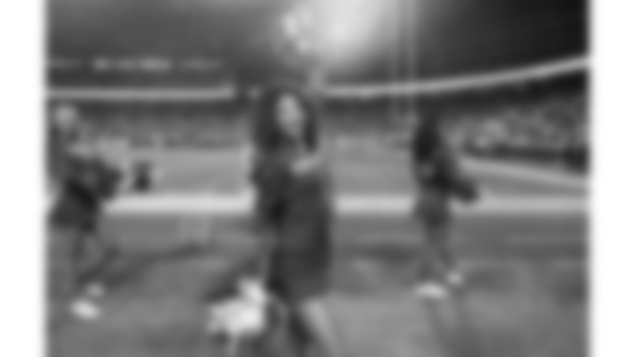 The Kansas City Chiefs Cheerleaders and Entertainment teams during a week 17 NFL Football game against the Denver Broncos on December 25, 2025 in Kansas City, MO.