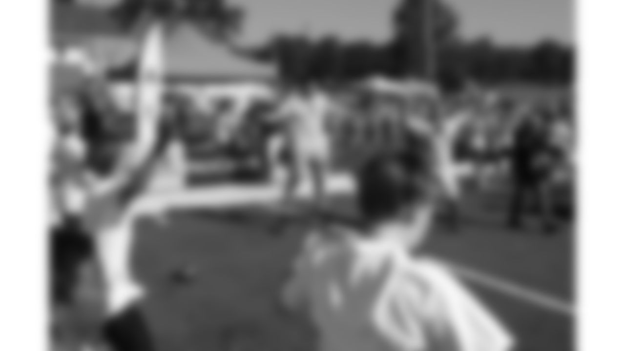 Kansas City Chiefs defensive end George Karlaftis (56) held a youth football camp for military children at Fort Leavenworth, Kansas on Monday, July 14, 2025.