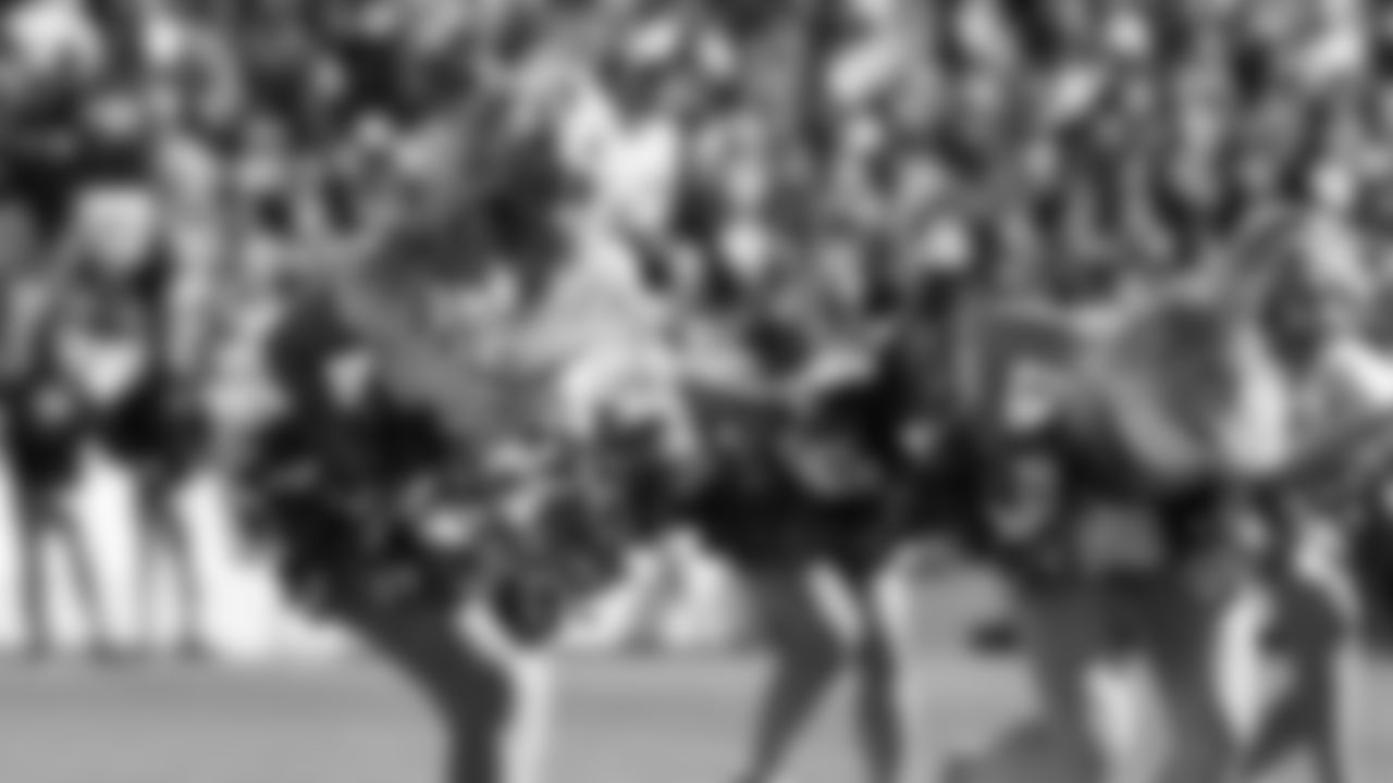 A Kansas City Chiefs Cheerleader performs on the field during a week 7 NFL Football game against the Las Vegas Raiders on Sunday, October 19, 2025.