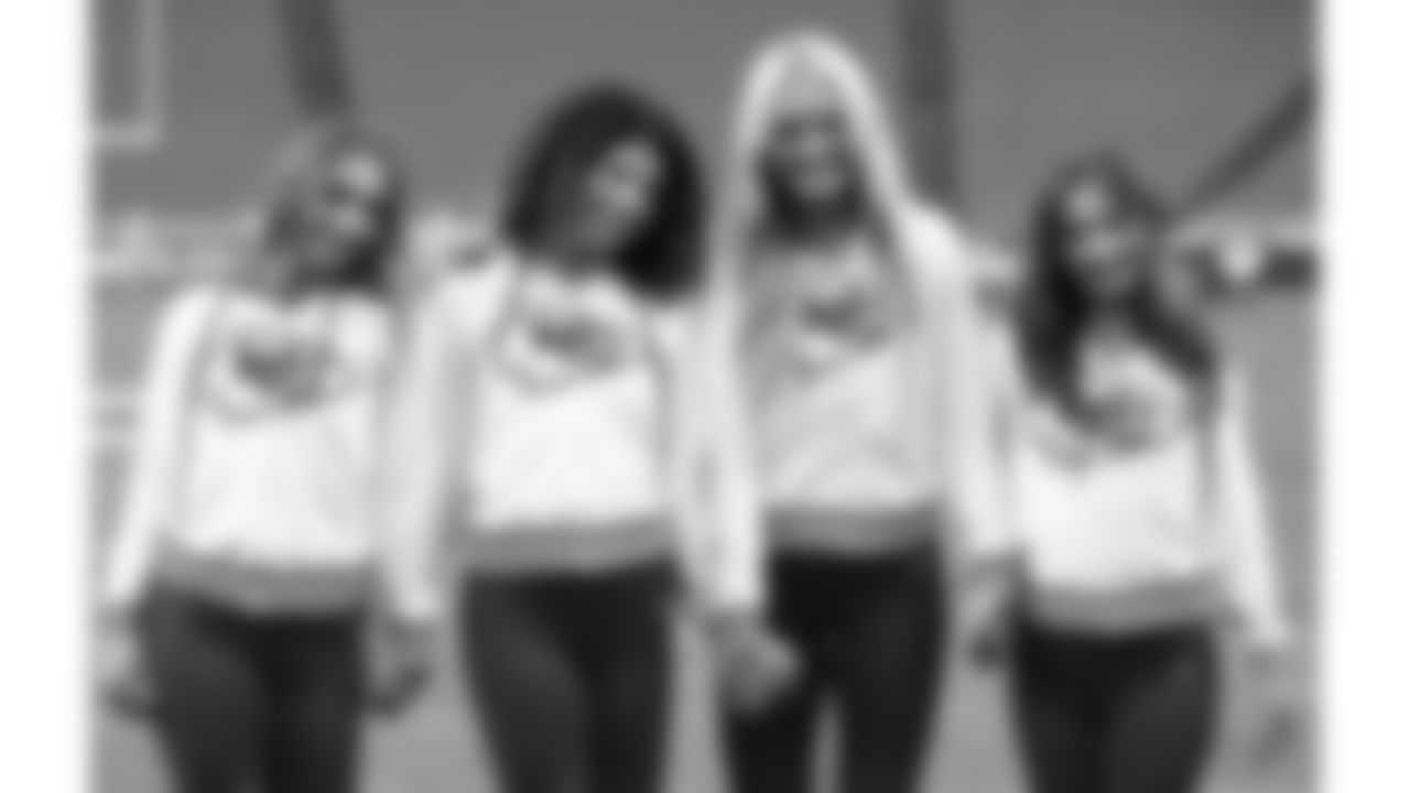 The Kansas City Chiefs Cheerleaders and Entertainment teams prior to a week 17 NFL Football game against the Denver Broncos on December 25, 2025 in Kansas City, MO.