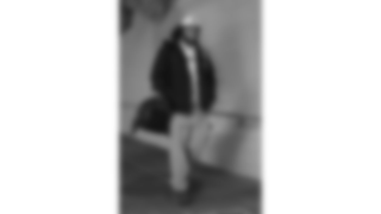 Kansas City Chiefs defensive end Ashton Gillotte (97) arrives at Nissan Stadium prior to a week 16 NFL Football game against the Tennessee Titans on Sunday, December 21, 2025 in Nashville, Tennessee.