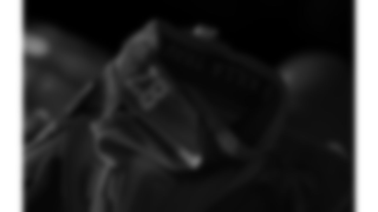 A detail of Kansas City Chiefs tight end Travis Kelce's (87) gloves in his locker prior to a week 18 NFL football game against the Las Vegas Raiders, Sunday, January 4, 2026 in Las Vegas, NV.