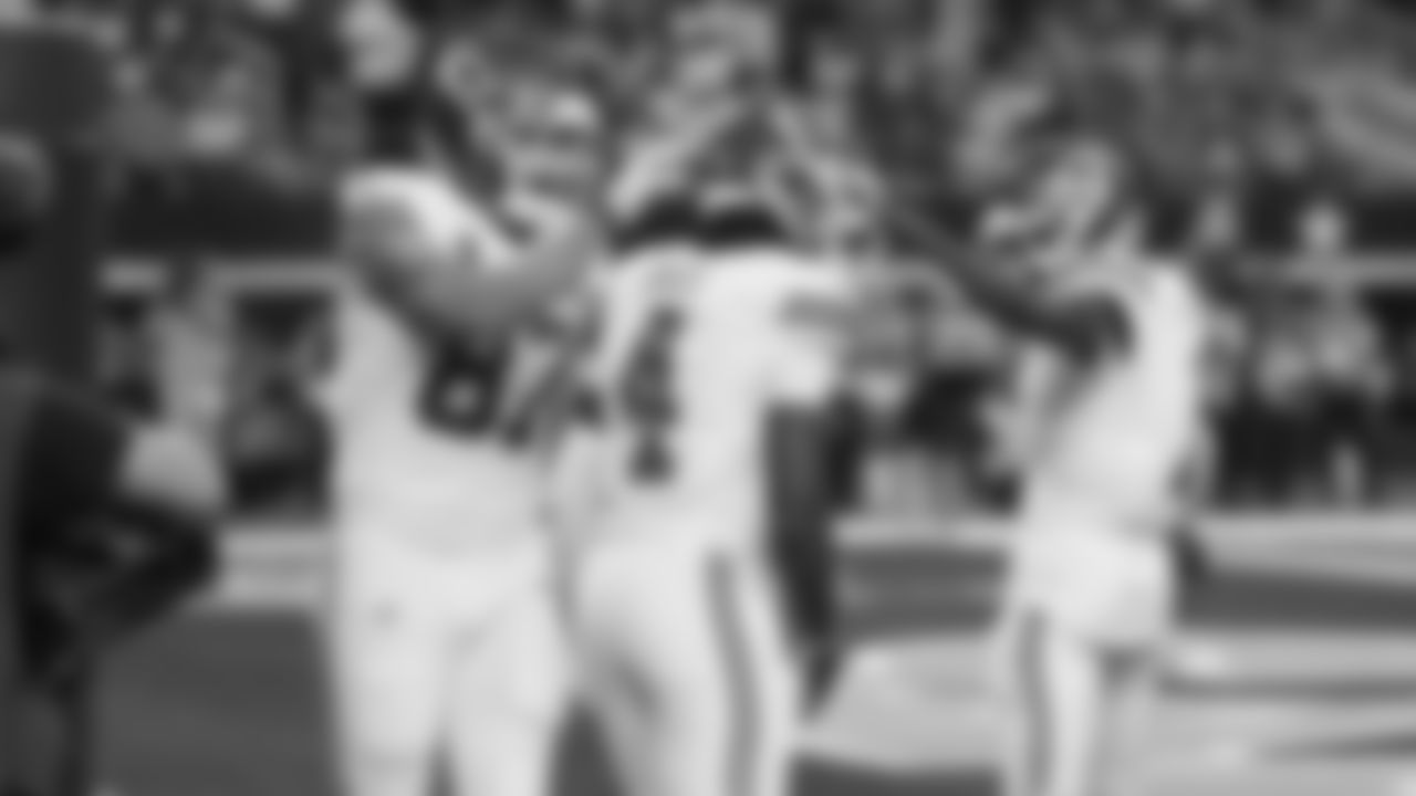 Kansas City Chiefs tight end Travis Kelce (87) and Kansas City Chiefs wide receiver Rashee Rice (4) celebrate after a touchdown during a week 13 NFL football game against the Dallas Cowboys on Thursday, November 27, 2025 in Arlington, TX.