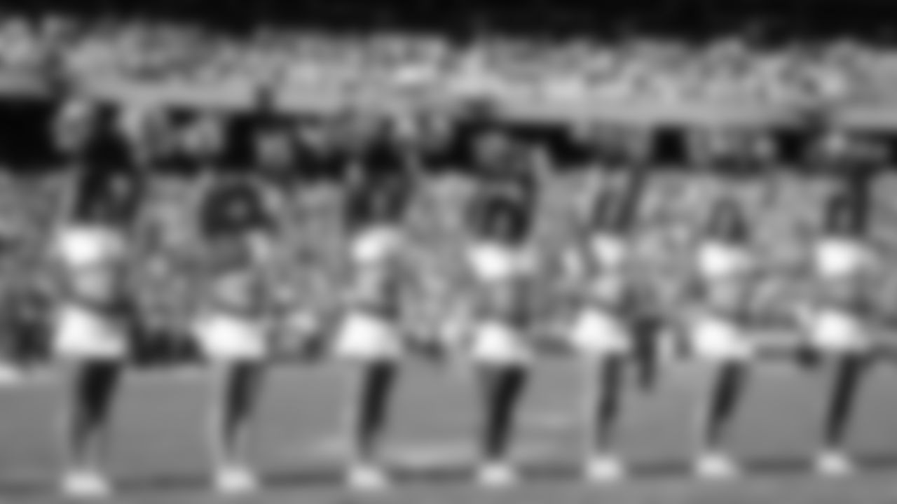 Kansas City Chiefs Cheerleaders on the field during a week 7 NFL Football game against the Las Vegas Raiders on Sunday, October 19, 2025.