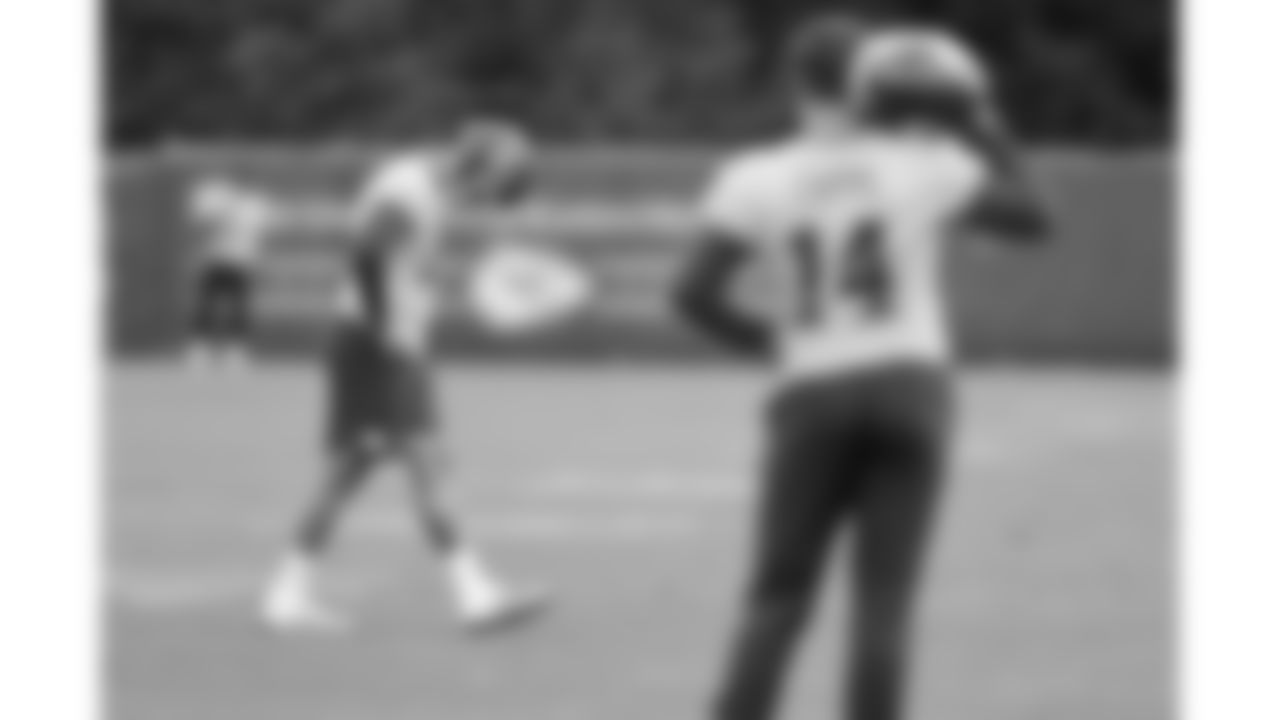 Kansas City Chiefs quarterback Patrick Mahomes (15) practices during phase 3 of OTAs on Thursday June 12, 2025 in Kansas City, MO.