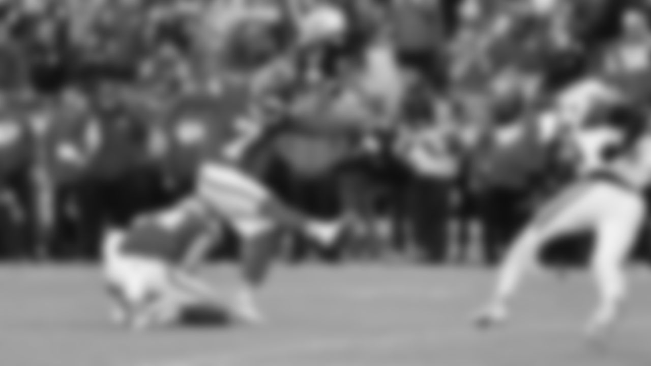 Kansas City Chiefs kicker Harrison Butker (7) kicks a game winning field goal in overtime during a week 12 NFL Football game against the Indianapolis Colts on Sunday, November 23, 2025 in Kansas City, MO