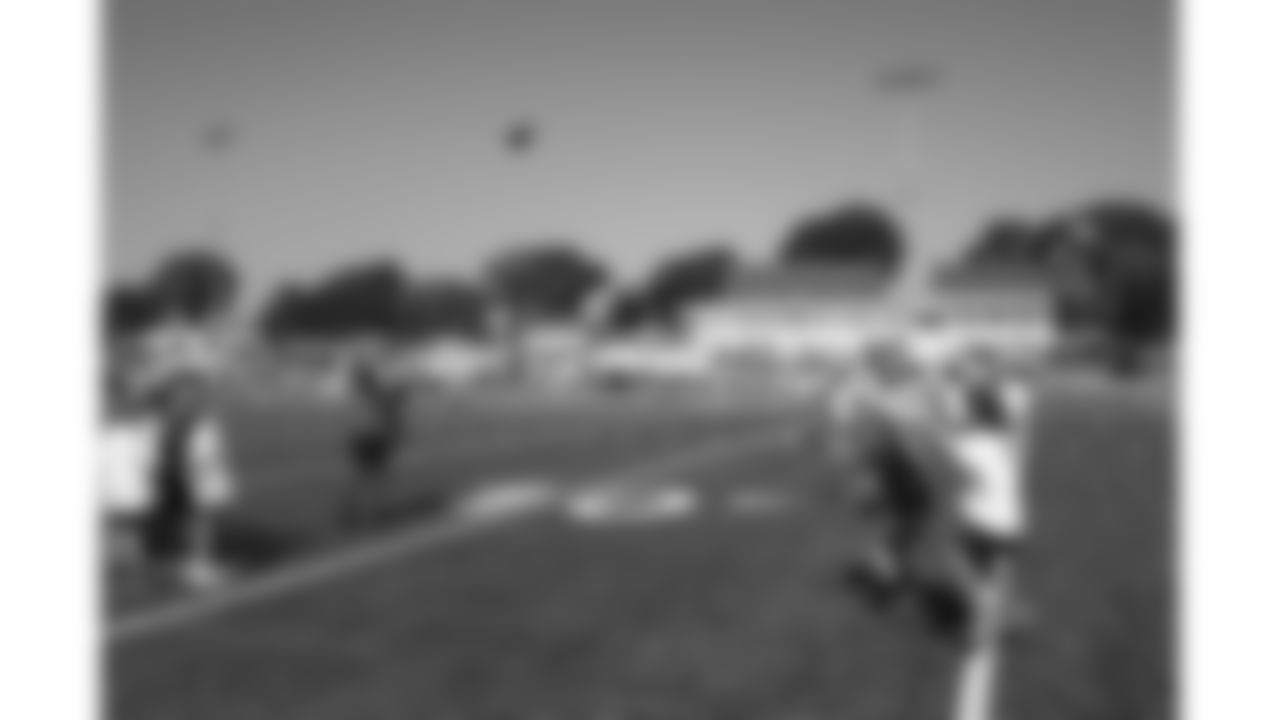 Kansas City Chiefs defensive end George Karlaftis (56) held a youth football camp for military children at Fort Leavenworth, Kansas on Monday, July 14, 2025.