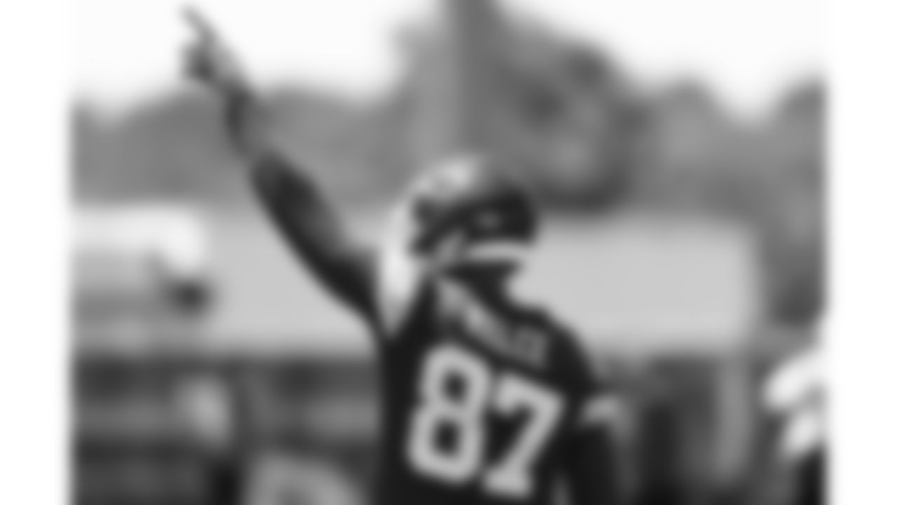 Kansas City Chiefs tight end Travis Kelce (87) at practice during Phase 3 of OTAs on Friday, June 7, 2024 in Kansas City, Missouri.