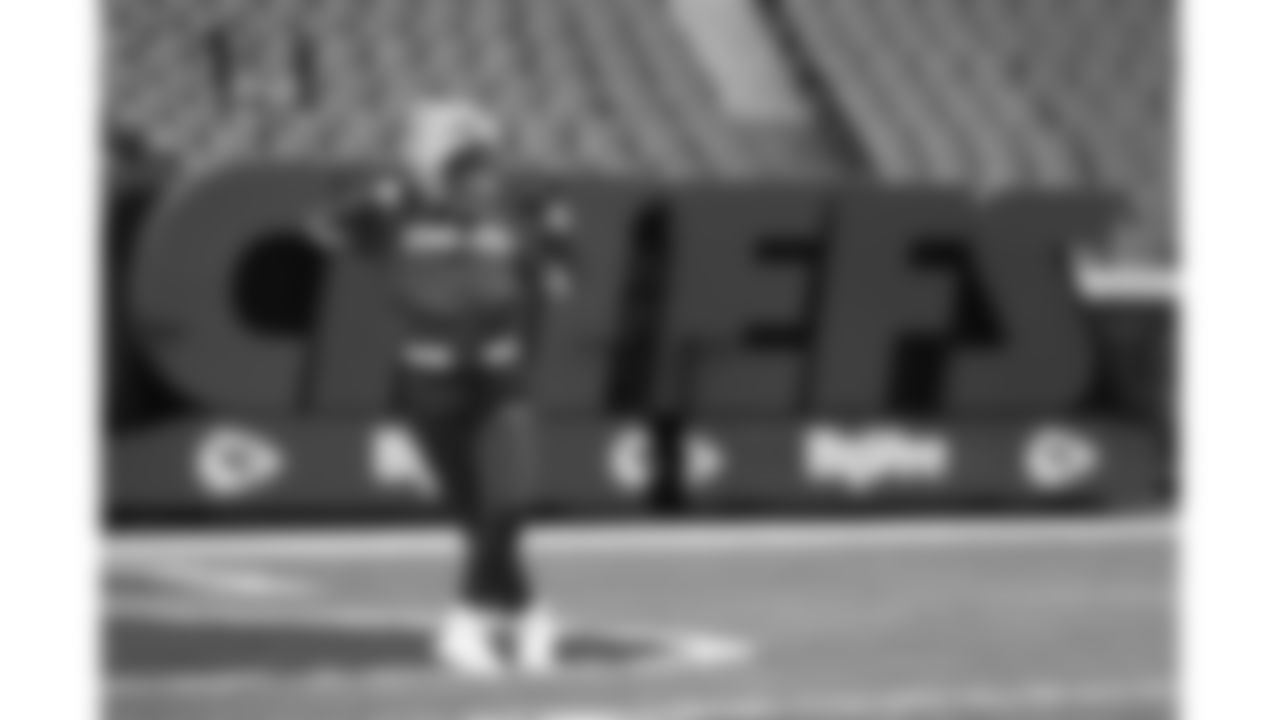 Kansas City Chiefs Cheerleaders practice on the field prior to a week 14 NFL Football game against the Houston Texans on Sunday, December 7, 2025 in Kansas City, MO.