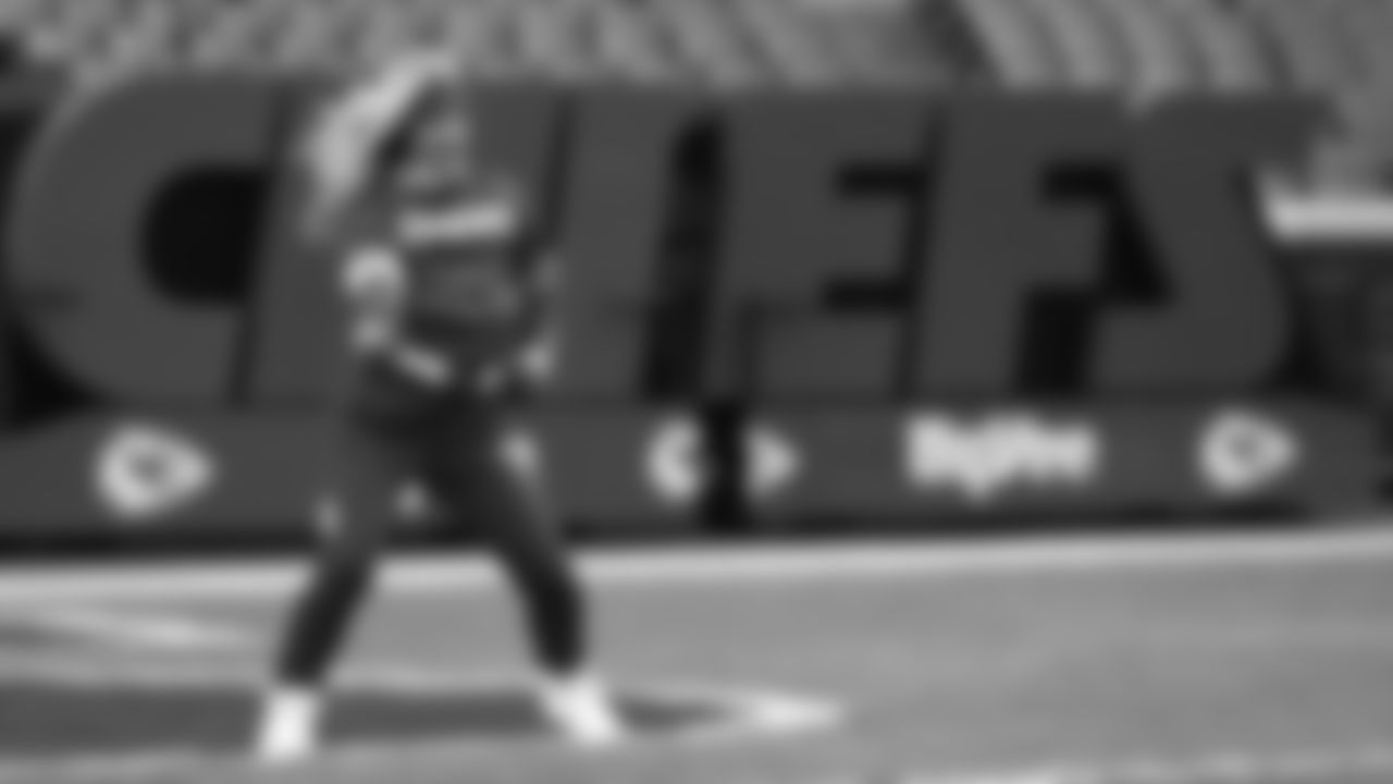 Kansas City Chiefs Cheerleaders practice on the field prior to a week 14 NFL Football game against the Houston Texans on Sunday, December 7, 2025 in Kansas City, MO.