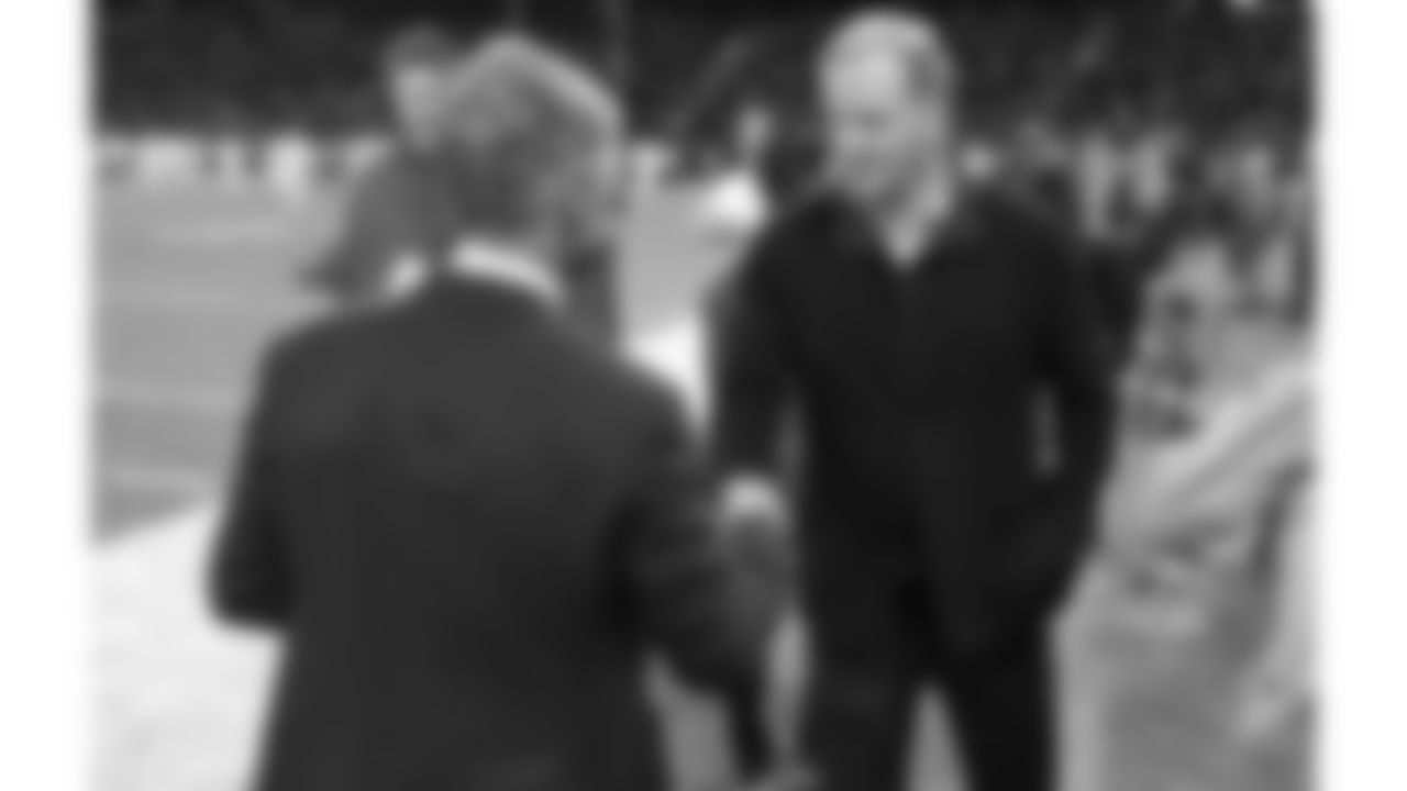 Kansas City Chiefs Chairman, CEO, and Owner Clark Hunt and NFL Commissioner Roger Goodell shake hands before the regular season Week 9 NFL Football Game on Sunday, November 5, 2023 at Deutsche Bank Park in Frankfurt, Germany.