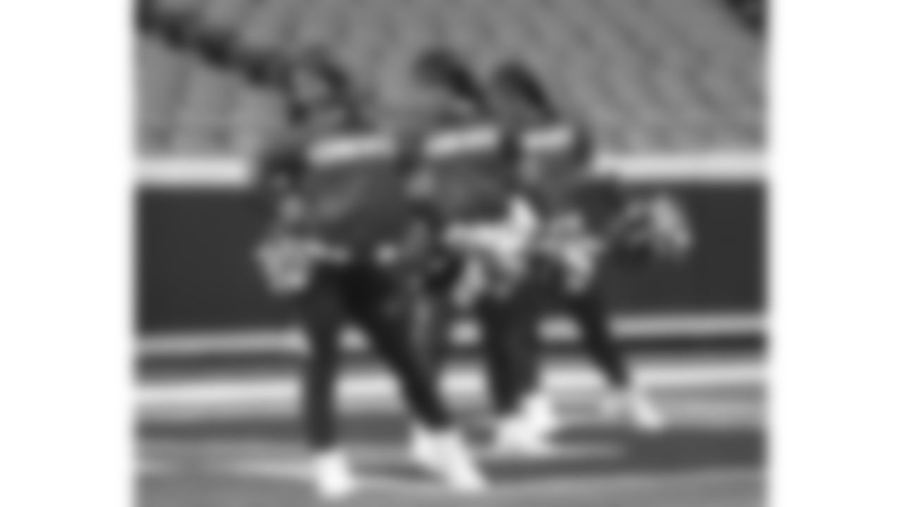 Kansas City Chiefs Cheerleaders practice on the field prior to a week 14 NFL Football game against the Houston Texans on Sunday, December 7, 2025 in Kansas City, MO.