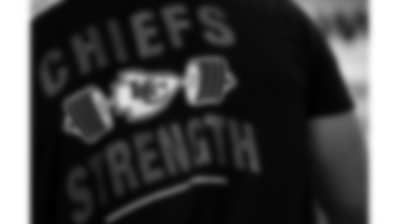 Kansas City Chiefs player puts in work in the weight room on Thursday, June 5, 2025.