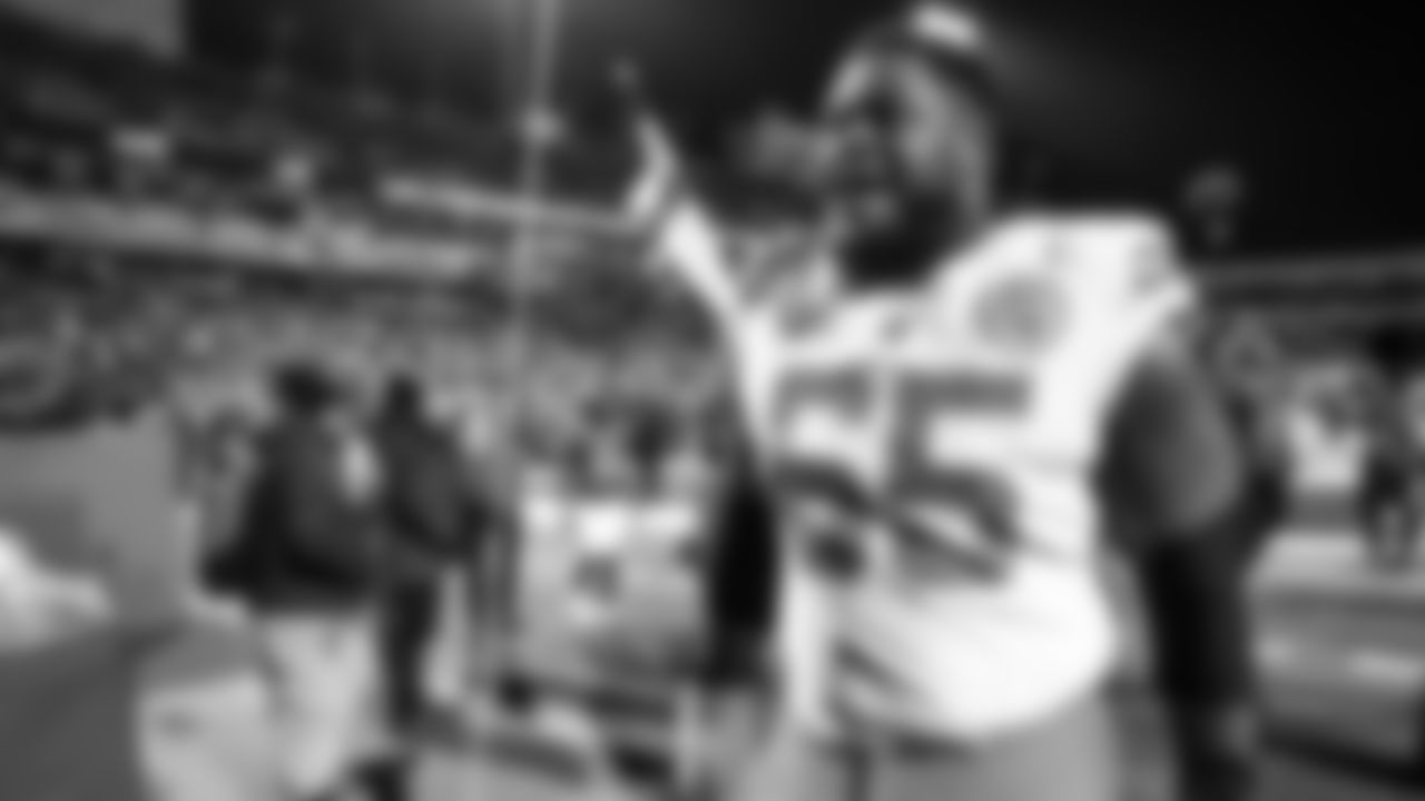 Kansas City Chiefs offensive lineman Trey Smith (65) after the NFL Divisional Playoff football game against the Buffalo Bills, January 21, 2024 in Buffalo.