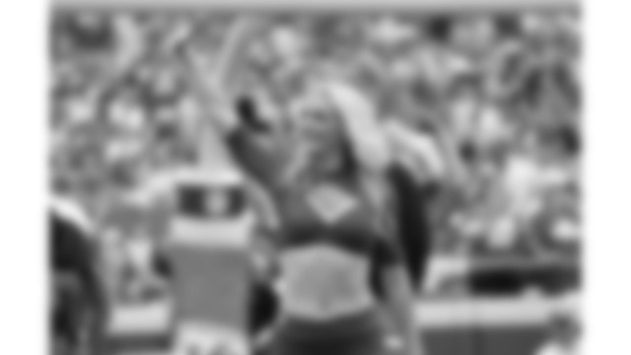 A Kansas City Chiefs Cheerleader during a week 2 NFL matchup against the Philadelphia Eagles on Sunday, September 15, 2025 in Kansas City, MO.