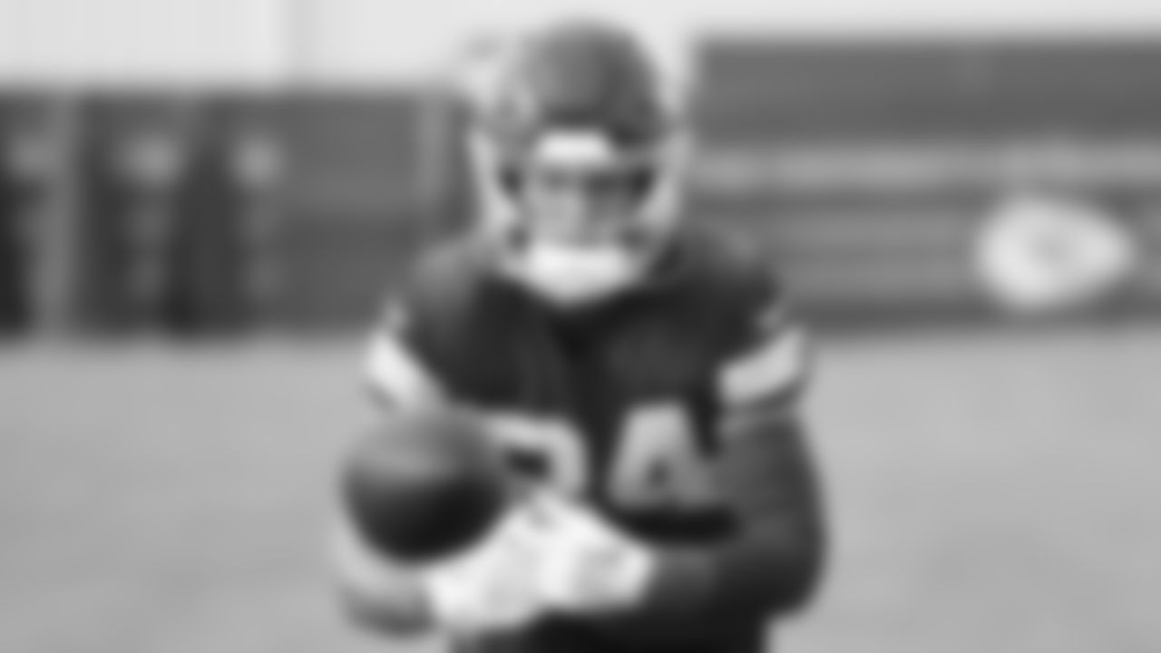 Kansas City Chiefs wide receiver Justin Watson (84) during practice for the Week 15 NFL football game on Thursday, December 14, 2023 in Kansas City, MO.
