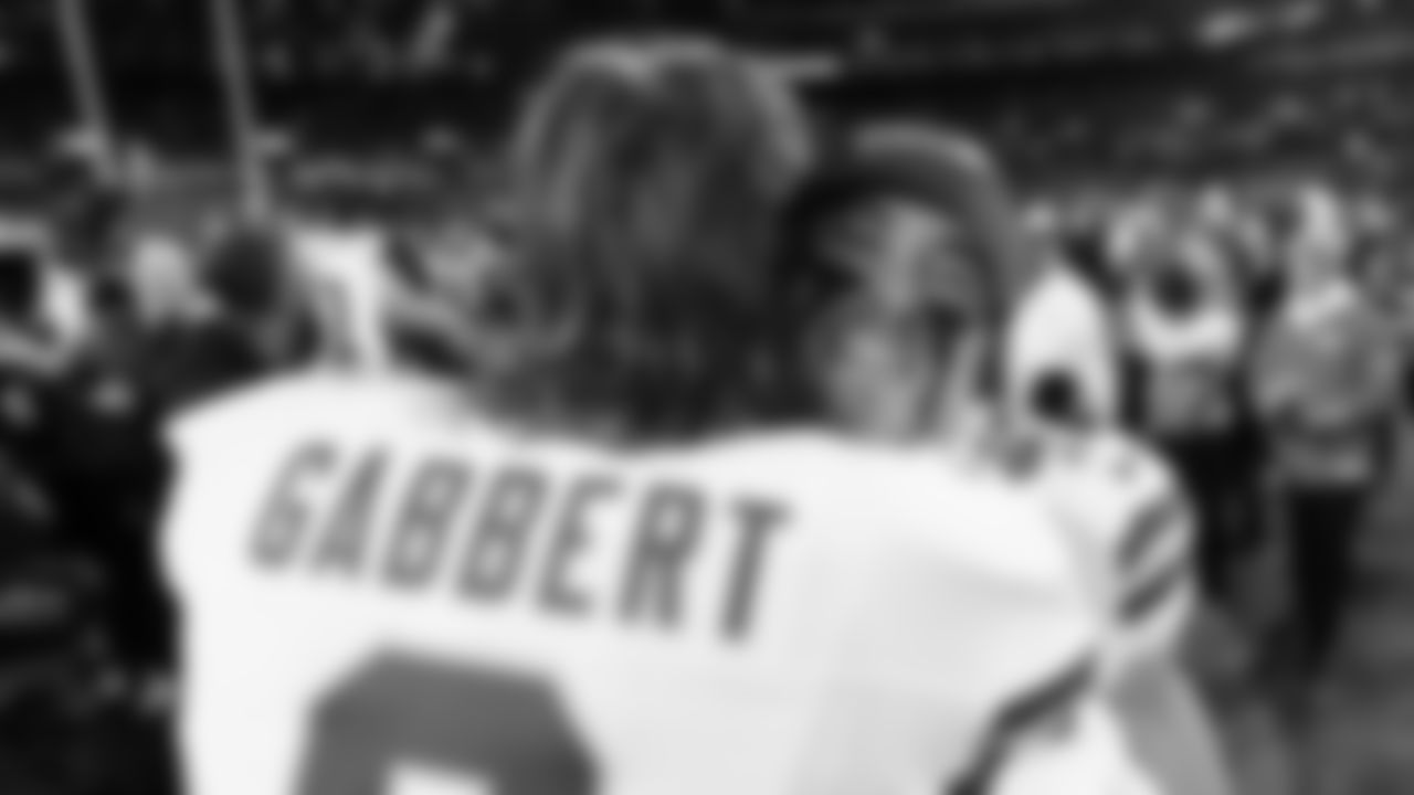Kansas City Chiefs linebacker Cole Christiansen (48) and quarterback Blaine Gabbert (9) celebrate after the AFC Championship Game against the Baltimore Ravens on Sunday, January 28, 2024 in Baltimore.
