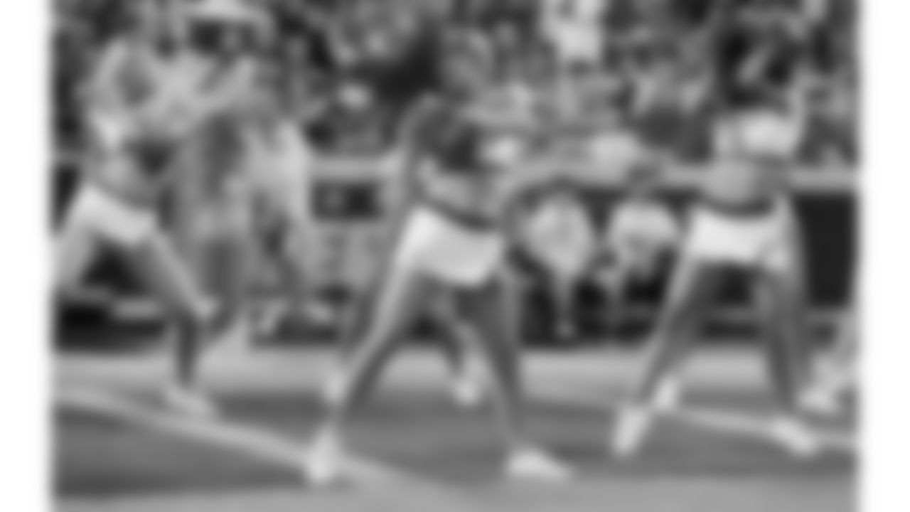 A Kansas City Chiefs Cheerleader during the week 6 NFL football game against the Detroit Lions, Sunday, October 12, 2025 in Kansas City, MO.