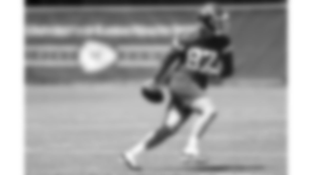 Kansas City Chiefs tight end Travis Kelce (87) at practice during Phase 3 of OTAs on Friday, June 7, 2024 in Kansas City, Missouri.