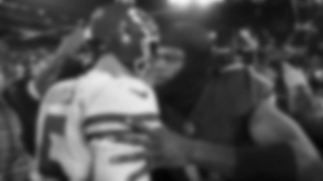 Kansas City Chiefs quarterback Patrick Mahomes (15) and Baltimore Ravens quarterback Lamar Jackson (8) after the AFC Championship Game against the Baltimore Ravens on Sunday, January 28, 2024 in Baltimore.