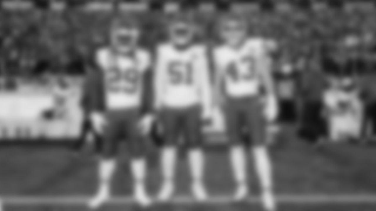 The captains prior to a week 9 NFL football game against the Buffalo Bills, Sunday, November 2, 2025 in Buffalo, NY