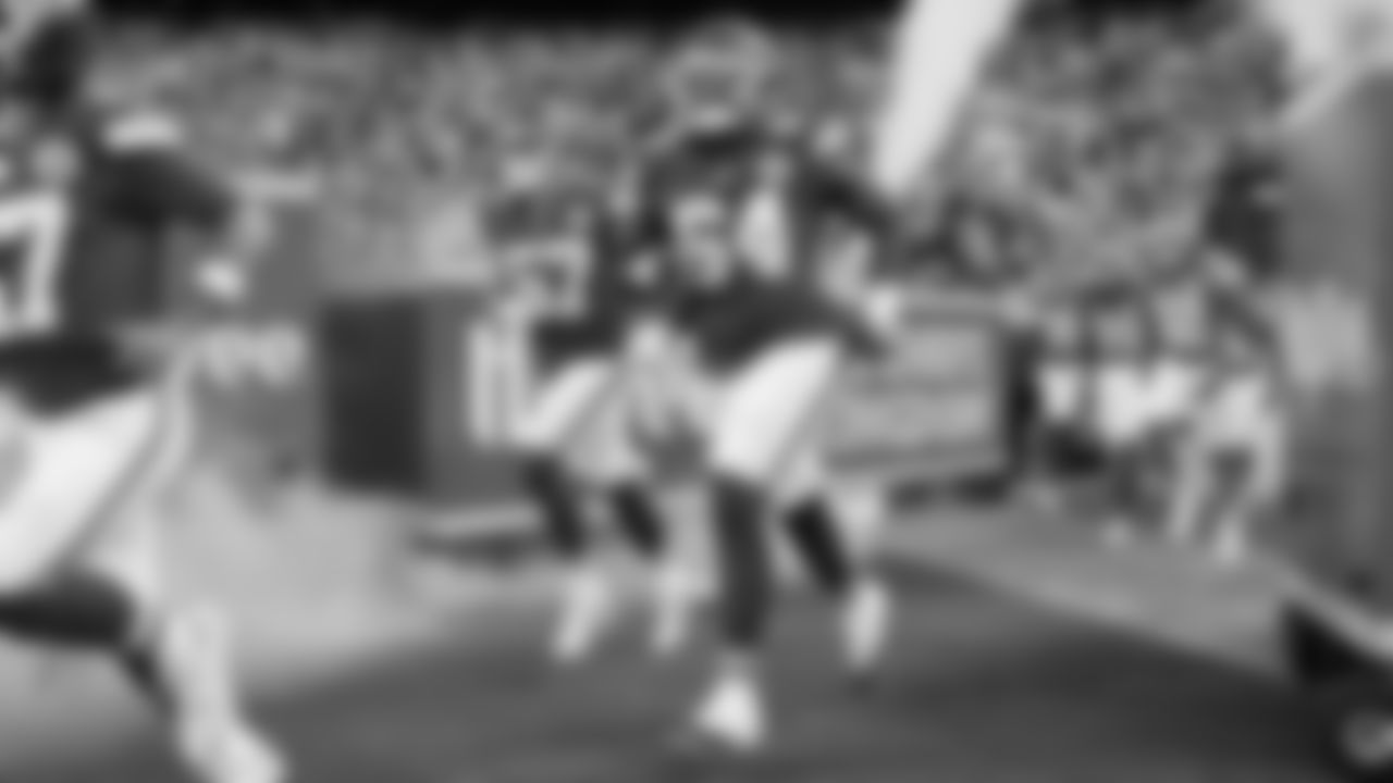 Kansas City Chiefs offensive tackle Wanya Morris (64) runs out the tunnel prior to a preseason week 3 NFL football game against the Chicago Bears, Friday, August 22, 2025 in Kansas City, MO.