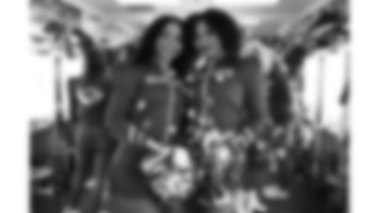 The Kansas City Chiefs Cheerleaders and Entertainment teams prior to a week 17 NFL Football game against the Denver Broncos on December 25, 2025 in Kansas City, MO.