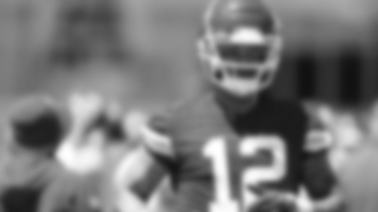 Kansas City Chiefs tight end Jared Wiley (12) at practice during Phase 3 of OTAs on Tuesday, May 28, 2024 in Kansas City, MO.