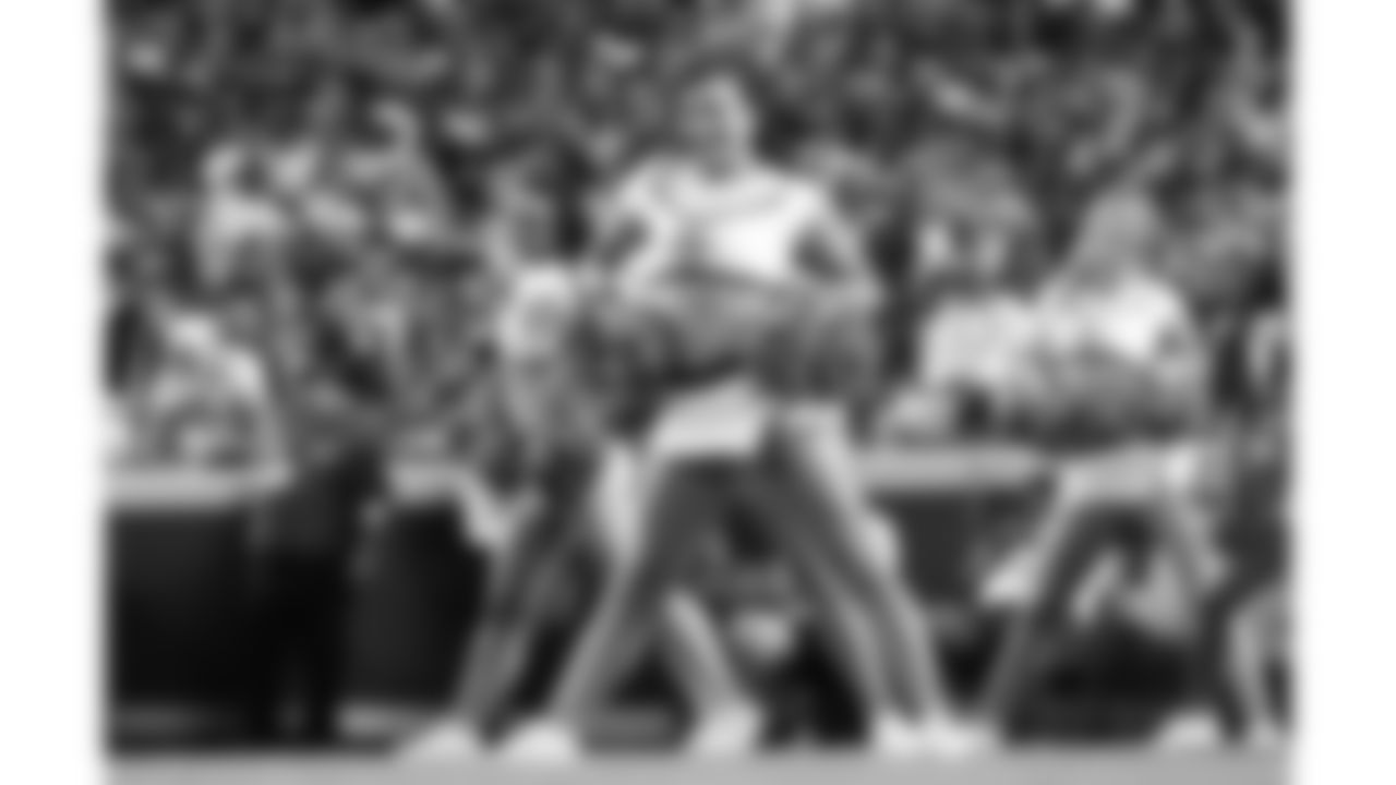 A Kansas City Chiefs Cheerleader during the week 6 NFL football game against the Detroit Lions, Sunday, October 12, 2025 in Kansas City, MO.