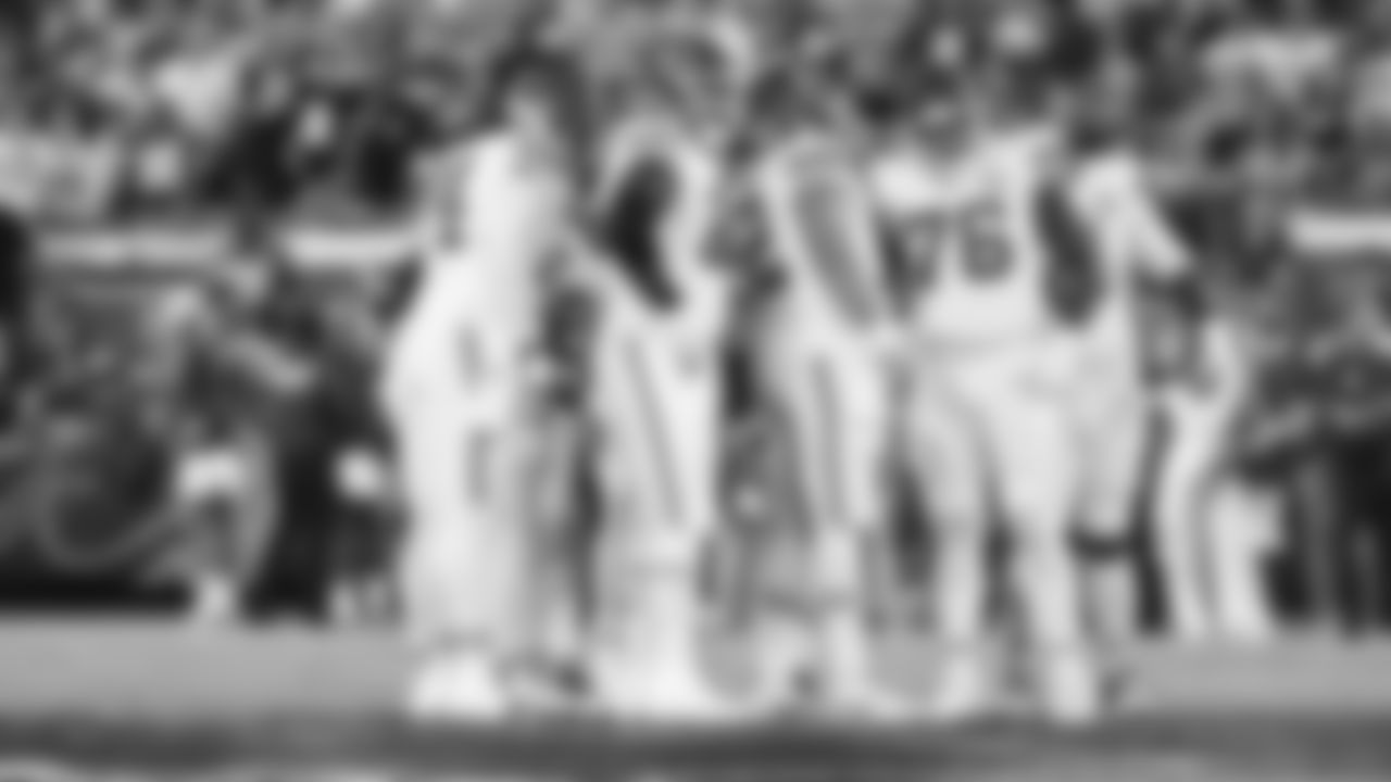The offensive line during a week 5 NFL football game against the Jacksonville Jaguars, Monday, October 6, 2025, in Jacksonville, FL.