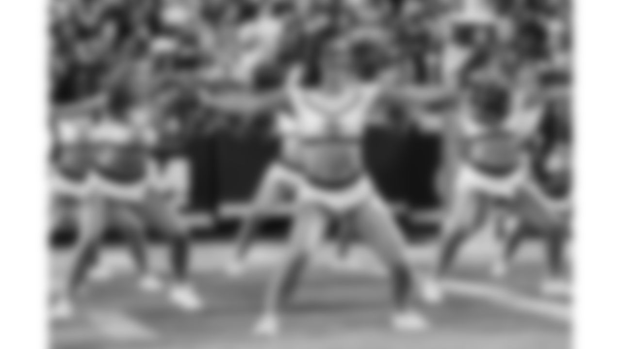 A Kansas City Chiefs Cheerleader during the week 6 NFL football game against the Detroit Lions, Sunday, October 12, 2025 in Kansas City, MO.