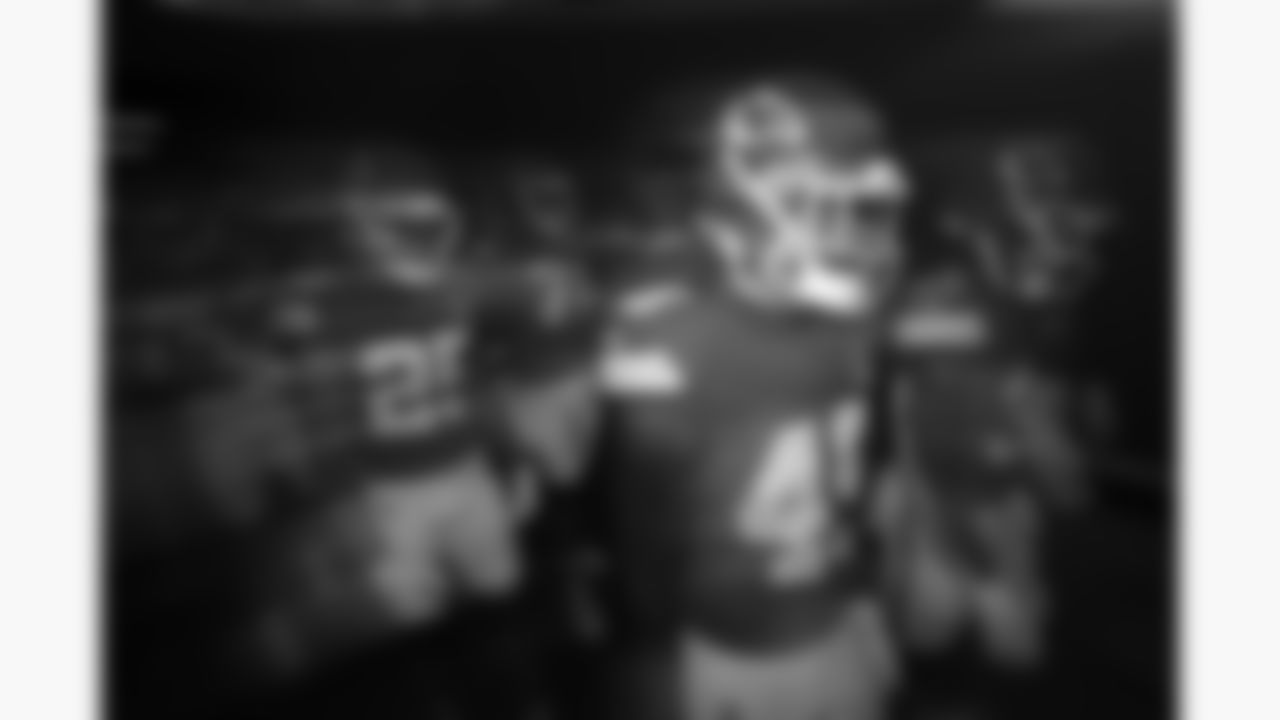 Kansas City Chiefs tight end Tre Watson (49) in the tunnel prior to a preseason week 3 NFL football game against the Chicago Bears, Friday, August 22, 2025 in Kansas City, MO.